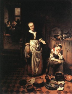 Nicolas Maes Painting - El sirviente ocioso barroco Nicolaes Maes